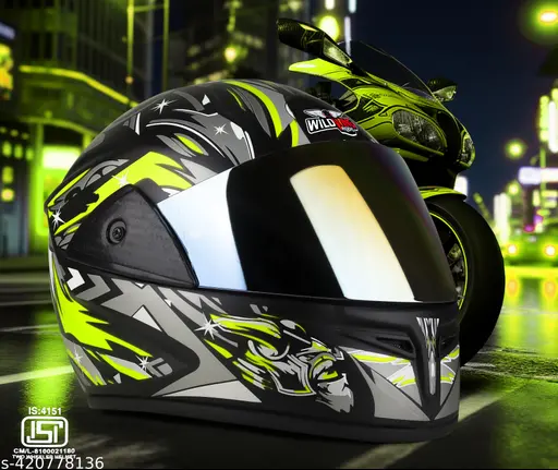 WILD WING RIDERS FULL FACE ISI CERTIFIED LIGHTWEIGHT ABS HELMET GLOOSY FINISH HELMET FOR SCOOTY MOTORBIKE UNISEX HELMET..