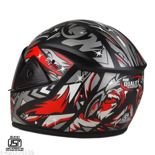 WILD WING RIDERS FULL FACE ISI CERTIFIED LIGHTWEIGHT ABS HELMET GLOOSY FINISH HELMET FOR SCOOTY MOTORBIKE UNISEX HELMET..