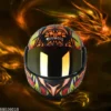 ABS Material Full Face Rainbow Visor Helmet, UV Scratch Resistance Motorbike Helmet (Orange)