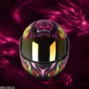 ABS Material Full Face Rainbow Visor Helmet, UV Scratch Resistance Motorbike Helmet (Pink)
