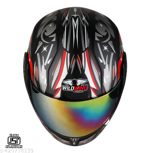 WILD WING RIDERS FULL FACE ISI CERTIFIED LIGHTWEIGHT ABS HELMET GLOOSY FINISH HELMET FOR SCOOTY MOTORBIKE UNISEX HELMET..
