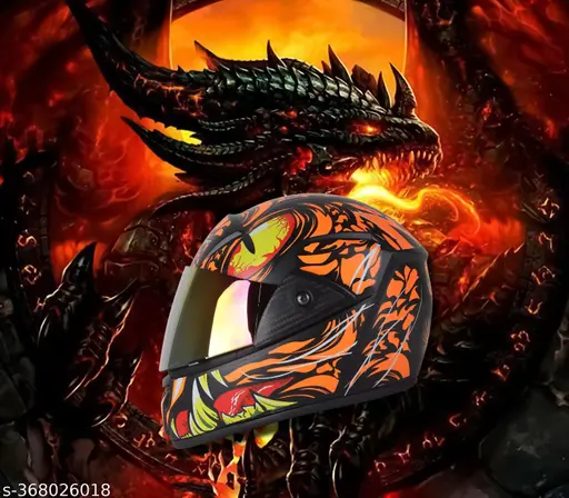 ABS Material Full Face Rainbow Visor Helmet, UV Scratch Resistance Motorbike Helmet (Orange)