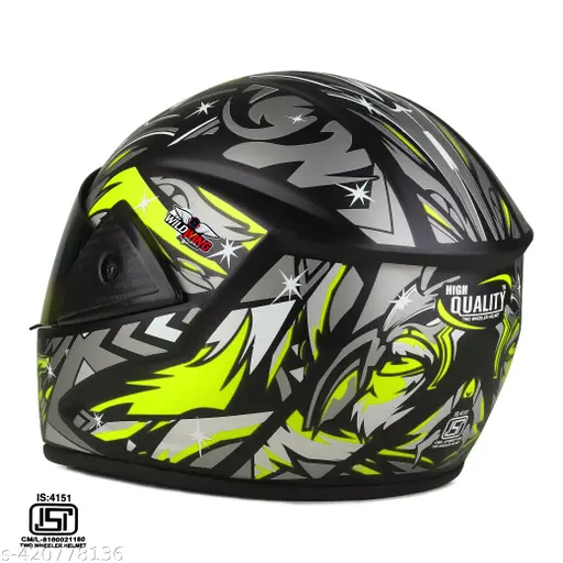 WILD WING RIDERS FULL FACE ISI CERTIFIED LIGHTWEIGHT ABS HELMET GLOOSY FINISH HELMET FOR SCOOTY MOTORBIKE UNISEX HELMET..
