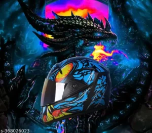 sky blue ABS Material Full Face Rainbow Visor Helmet, UV Scratch Resistance Motorbike Helmet (Sky Blue)